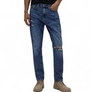 Hugo Boss Men's Knee Ribbed Style Blue Straight Jeans Size W32 L32